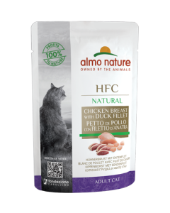 Almo Nature HFC Natural Gatto Adulto Petto di Pollo con Filetto d'Anatra Busta 55 gr