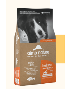 Almo Nature Holistic Maintenance Cane Adult Medium e Large con Tonno e Riso Crocchette 12 kg