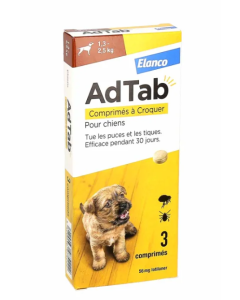 AdTab Cane 1,3-2,5 kg Antiparassitario 3 Compresse Masticabili