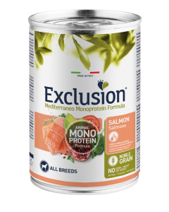 Exclusion Mediterraneo Monoproteico Cane Adult Salmone Lattina 400 gr