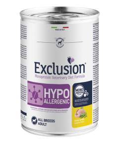 Exclusion Monoprotein Diet Cane Adult All Breeds Hypoallergenic Quaglia e Piselli 400 gr