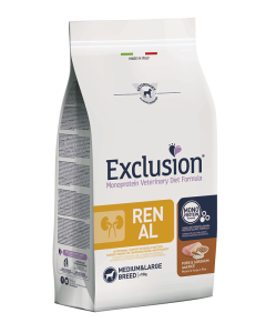 Exclusion Monoprotein Diet Cane Medium&Large  Adult Renal Maiale Sorgo e Riso Crocchette 