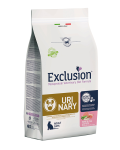 Exclusion Monoprotein Diet Gatto Urinary Maiale  Piselli e Riso Crocchette