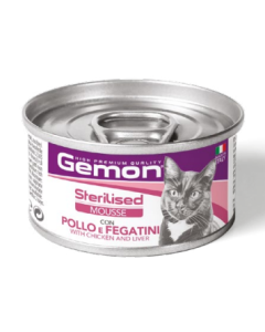 Gemon Gatto Adult Sterilizzato Mousse con Pollo e Fegatini Lattina 85 gr