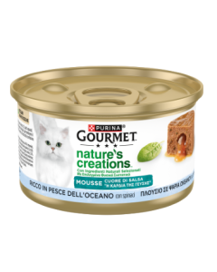 Purina Gourmet Nature's Creations Gatto Adulto Mousse Cuore di Salsa Ricco in Pesce dell'Oceano con Spinaci Lattina 85 g