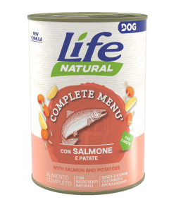 Life Natural Dog Adult Complete Menù con Salmone e Patate Lattina 400 gr