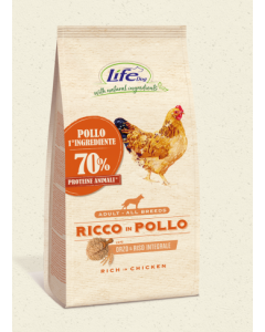 Life Dog Adult Ricco in Pollo Crocchette 12 kg