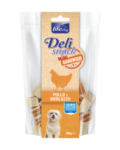 Life Dog Deli Snack Cane Mini Sandwich Pollo e Merluzzo 100 gr