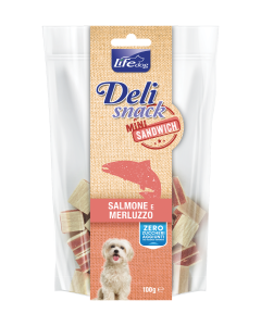 Life Dog Deli Snack Cane Mini Sandwich Salmone e Merluzzo 100 gr