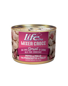 Life Dog Mixer Crocc Cane Petto di Pollo con Prosciutto di Pollo Lattina 150 gr