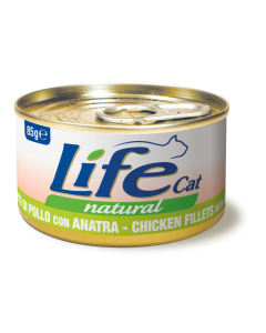 Life Cat Natural Gatto Adulto Filetti di Pollo con Anatra Lattina 85 gr