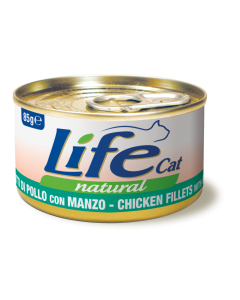 Life Cat Natural Gatto Adulto Filetti di Pollo con Manzo Lattina 85 gr