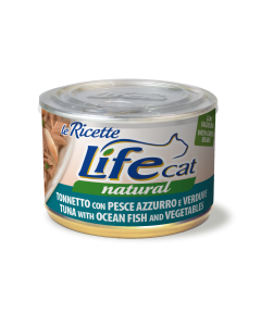 Life Cat Natural Le Ricette Gatto Adulto Tonnetto con Pesce Azzurro e Verdure Lattina 150 gr