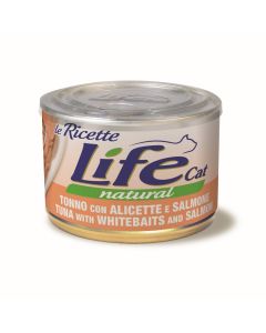 Life Cat Natural Le Ricette Gatto Adulto Tonno con Alicette e Salmone Lattina 150 gr