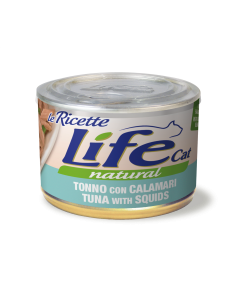 Life Cat Natural Le Ricette Gatto Adulto Tonno con Calamari e Fagiolini Lattina 150 gr