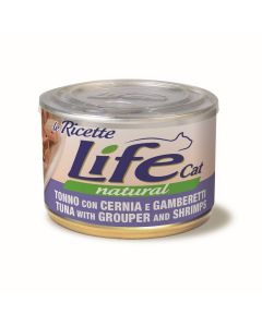 Life Cat Natural Le Ricette Gatto Adulto Tonno con Cernia e Gamberetti Lattina 150 gr