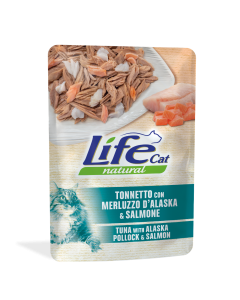 Life Cat Natural Gatto Adulto Tonnetto con Merluzzo d'Alaska e Salmone Busta 70 gr