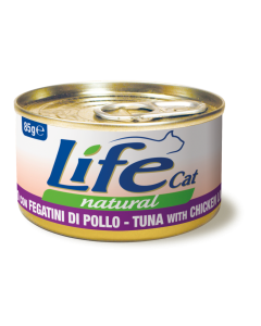 Life Cat Natural Gatto Adulto Tonno con Fegatini di Pollo Lattina 85 gr