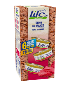 Life Cat Natural Gatto Adulto Tonno con Manzo Multipack 6 pz x 50 gr