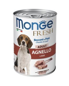 Monge Fresh Cane Bocconi in Paté Agnello 400 gr