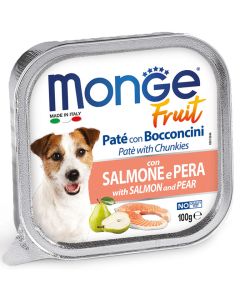 Monge Fruit Cane Paté con Bocconcini Salmone e Pera 100 gr