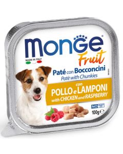 Monge Fruit Cane Paté con Bocconcini Pollo e Lamponi 100 gr