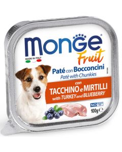 Monge Fruit Cane Paté con Bocconcini Tacchino e Mirtilli 100 gr