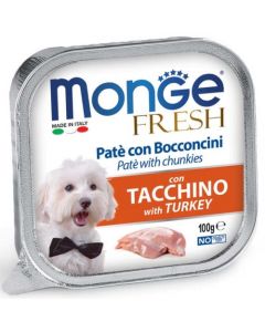 Monge Fresh Cane Paté con Bocconcini Tacchino 100 gr