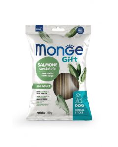 Monge Gift Cane Snack Dental Sticks con Salmone e Salvia Mini Adult 120 gr