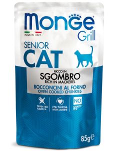 Monge Grill Gatto Senior Sterilizzato Bocconcini in Jelly allo Sgombro Busta 85 gr