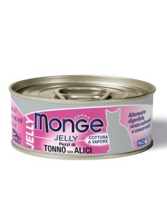 Monge Jelly Gatto Adult Pezzi di Tonno con Alici Lattina 80 gr