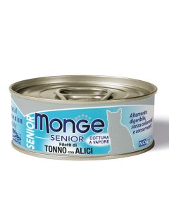 Monge Jelly Gatto Senior Filetti di Tonno con Alici Lattina 80 gr