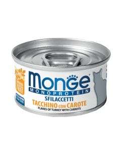 Monge Monoproteico Gatto Sfilaccetti Tacchino con Carote Lattina 80 gr