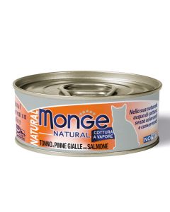 Monge Natural Gatto Adult Pezzetti di Tonno a Pinne Gialle con Salmone Lattina 80 gr