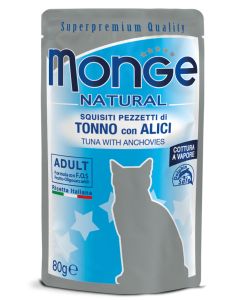 Monge Natural Gatto Adult Pezzetti di Tonno con Alici Busta 80 gr