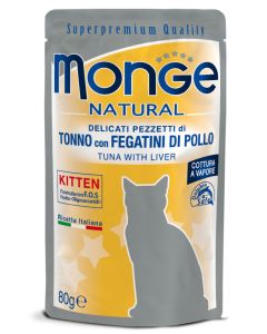 Monge Natural Kitten Pezzetti di Tonno con Fegatini di Pollo Busta 80 gr