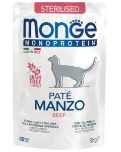 Monge Monoproteico Gatto Sterilizzato Paté Manzo Busta 85 gr