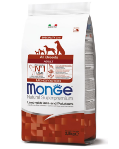 Monge Superpremium Cane Adult All Breeds Monoprotein Agnello Riso e Patate Crocchette