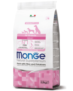 Monge Superpremium Cane Adult All Breeds Monoprotein Maiale Riso e Patate Crocchette