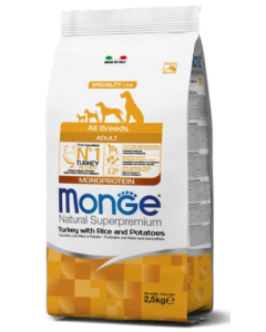 Monge Superpremium Cane Adult All Breeds Monoprotein Tacchino Riso e Patate Crocchette