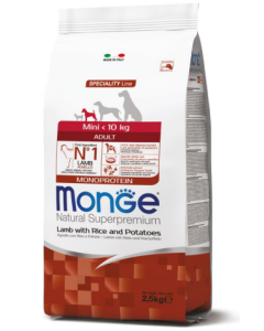 Monge Superpremium Cane Adult Mini Monoprotein Agnello Riso e Patate Crocchette