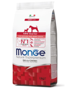 Monge Superpremium Cane Mini Starter per Madre e Cucciolo al Pollo Crocchette 1,5 kg