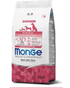 Monge Superpremium Cane Puppy e Junior All Breeds Monoprotein Manzo e Riso Crocchette