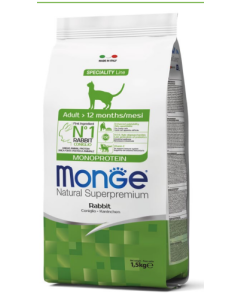 Monge Superpremium Gatto Adult Monoprotein al Coniglio Crocchette 1,5 kg