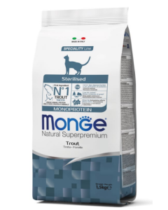 Monge Superpremium Gatto Adult Sterilizzato Monoprotein alla Trota Crocchette 