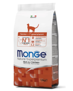 Monge Superpremium Gatto Senior al Pollo Crocchette 1,5 kg