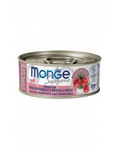 Monge Supreme Gatto Sterilizzato Tonno con Riso Integrale e Mirtilli Rossi Lattina 80 gr