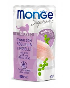 Monge Supreme Gatto Sterilizzato Tonno con Sogliola e Piselli Busta 80 gr 