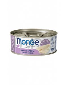 Monge Supreme Gatto Sterilizzato Tonno con Spigola Lattina 80 gr