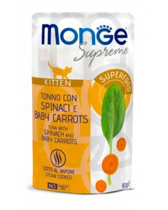 Monge Supreme Kitten Tonno con Spinaci e Baby Carrots Busta 80 gr